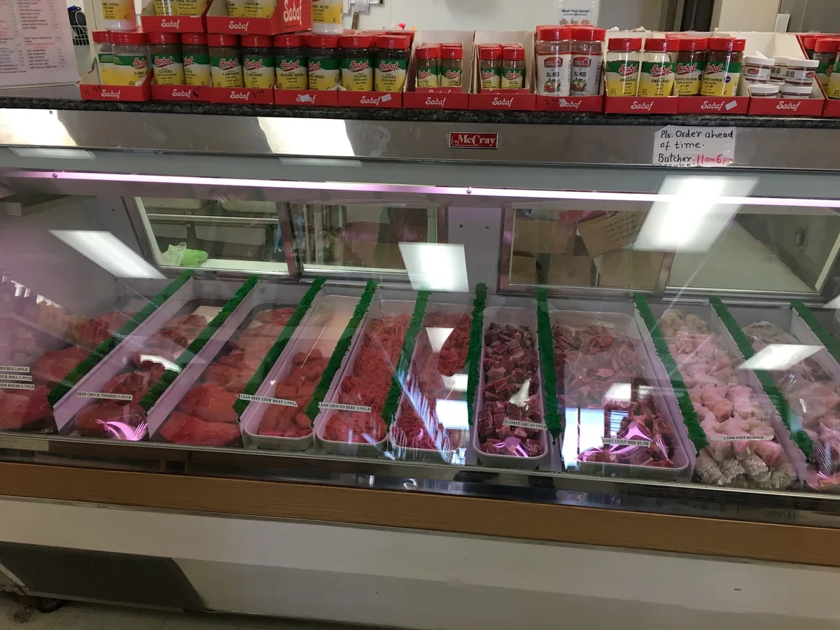 A closer view of Sidra Market’s meat counter