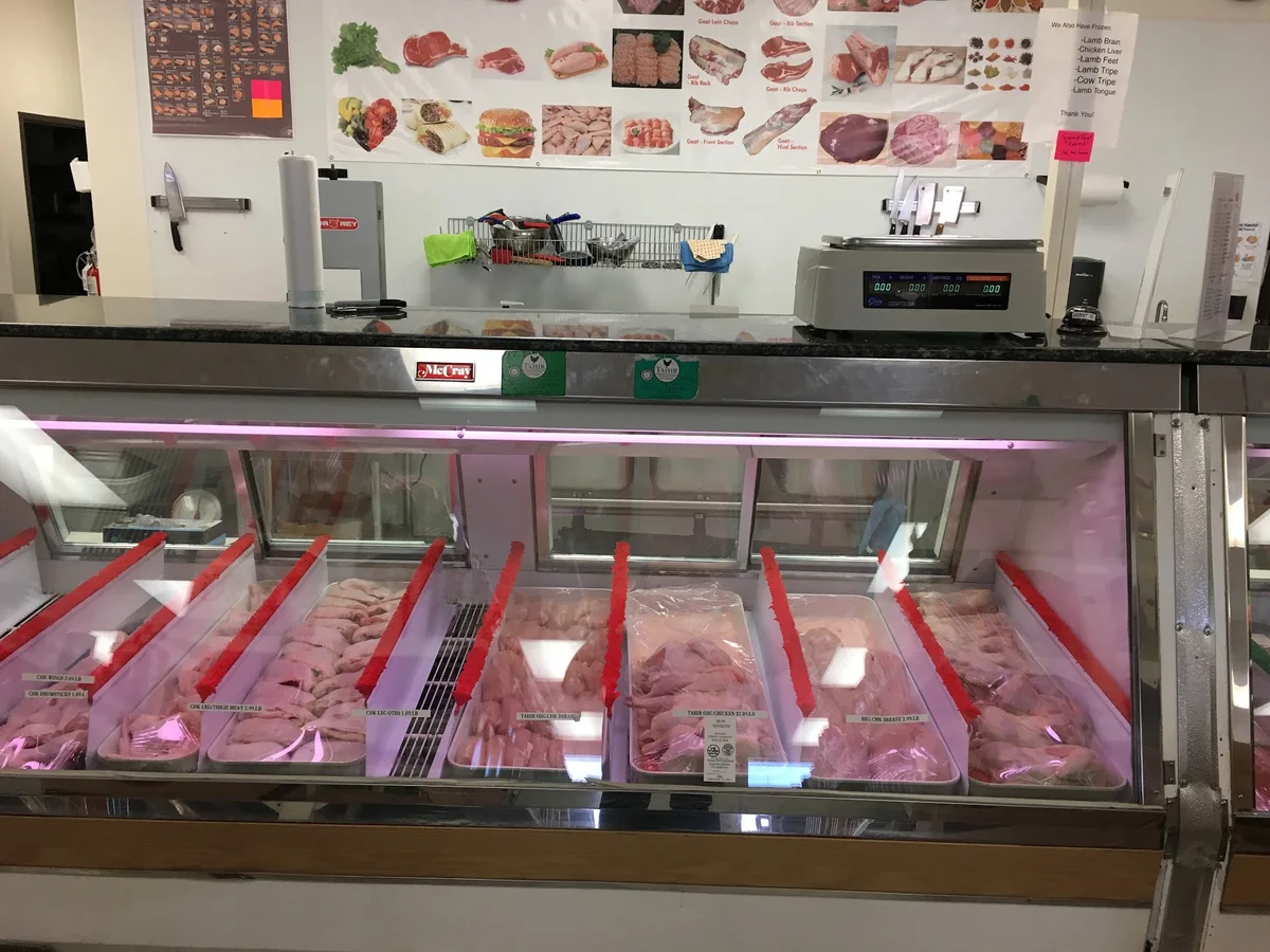 Chicken cuts displayed at Sidra Market
